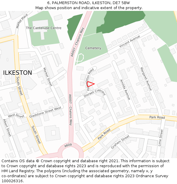 6, PALMERSTON ROAD, ILKESTON, DE7 5BW: Location map and indicative extent of plot