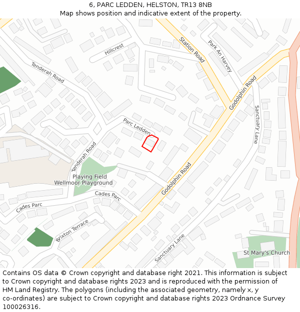 6, PARC LEDDEN, HELSTON, TR13 8NB: Location map and indicative extent of plot