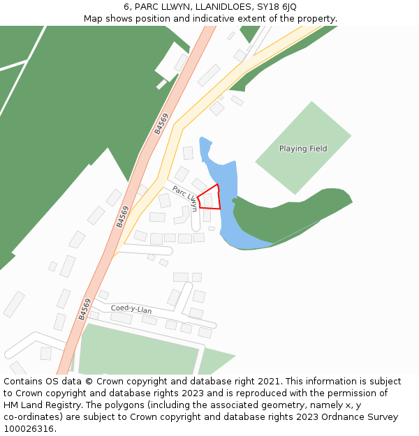 6, PARC LLWYN, LLANIDLOES, SY18 6JQ: Location map and indicative extent of plot