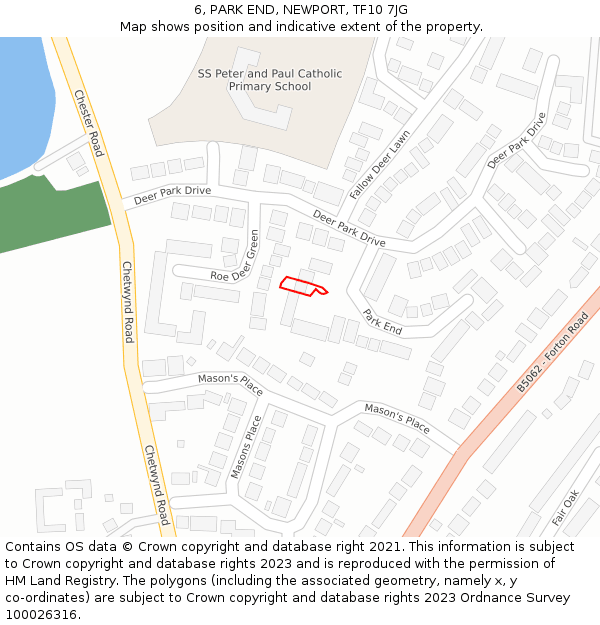 6, PARK END, NEWPORT, TF10 7JG: Location map and indicative extent of plot