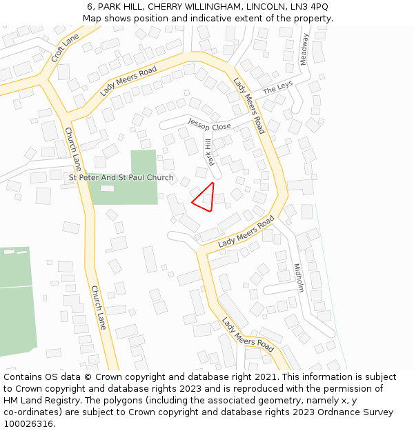 6, PARK HILL, CHERRY WILLINGHAM, LINCOLN, LN3 4PQ: Location map and indicative extent of plot