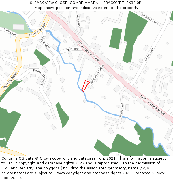 6, PARK VIEW CLOSE, COMBE MARTIN, ILFRACOMBE, EX34 0PH: Location map and indicative extent of plot