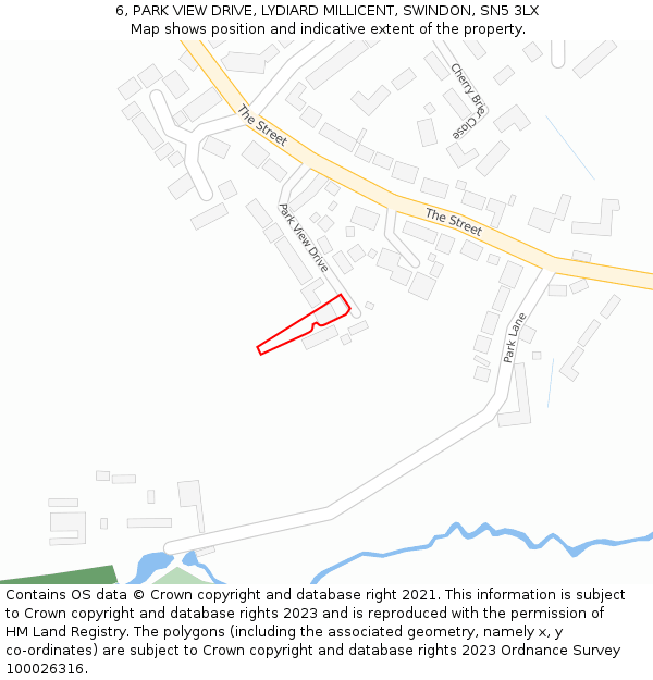 6, PARK VIEW DRIVE, LYDIARD MILLICENT, SWINDON, SN5 3LX: Location map and indicative extent of plot