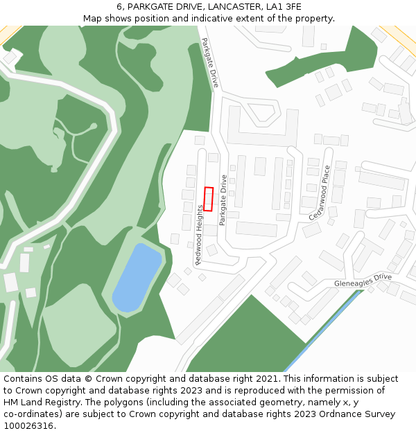 6, PARKGATE DRIVE, LANCASTER, LA1 3FE: Location map and indicative extent of plot