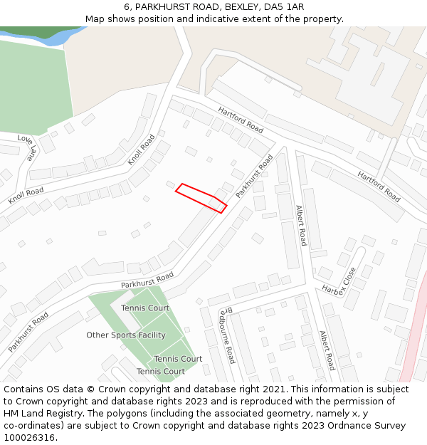 6, PARKHURST ROAD, BEXLEY, DA5 1AR: Location map and indicative extent of plot