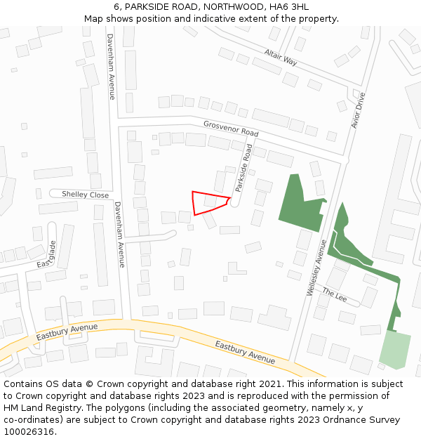 6, PARKSIDE ROAD, NORTHWOOD, HA6 3HL: Location map and indicative extent of plot