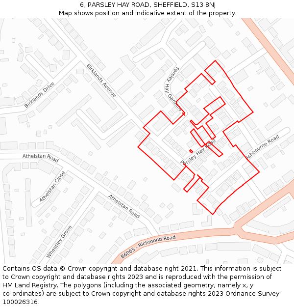 6, PARSLEY HAY ROAD, SHEFFIELD, S13 8NJ: Location map and indicative extent of plot