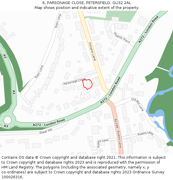 6, PARSONAGE CLOSE, PETERSFIELD, GU32 2AL: Location map and indicative extent of plot