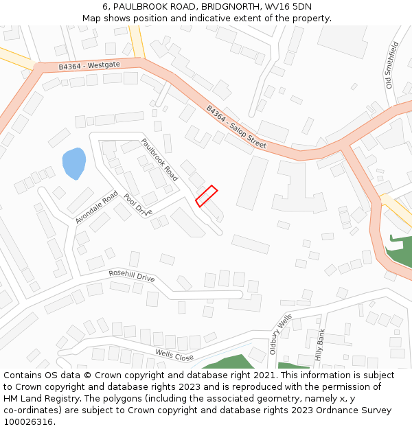 6, PAULBROOK ROAD, BRIDGNORTH, WV16 5DN: Location map and indicative extent of plot