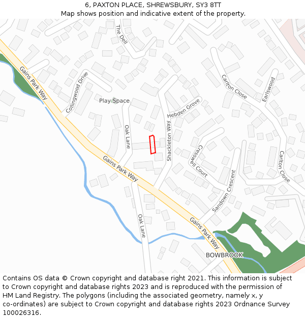 6, PAXTON PLACE, SHREWSBURY, SY3 8TT: Location map and indicative extent of plot