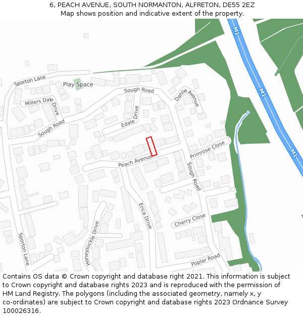 6, PEACH AVENUE, SOUTH NORMANTON, ALFRETON, DE55 2EZ: Location map and indicative extent of plot