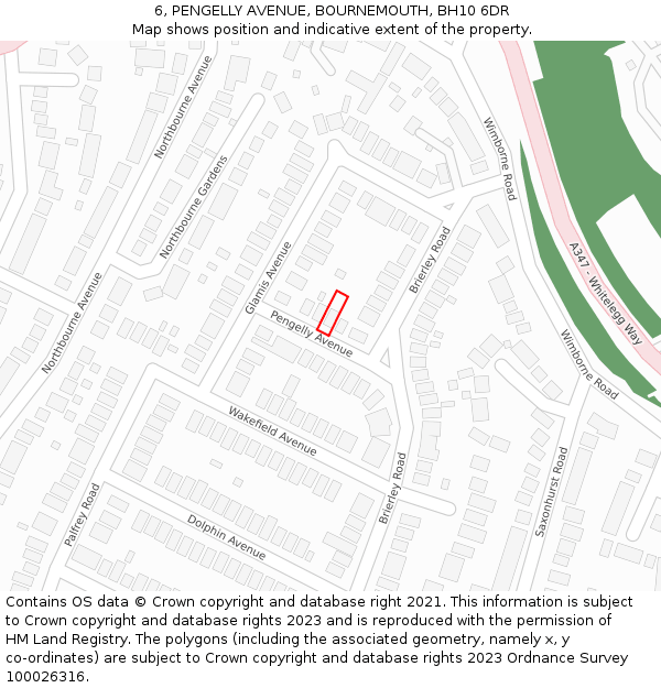 6, PENGELLY AVENUE, BOURNEMOUTH, BH10 6DR: Location map and indicative extent of plot