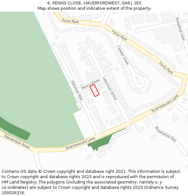 6, PENNS CLOSE, HAVERFORDWEST, SA61 1EX: Location map and indicative extent of plot