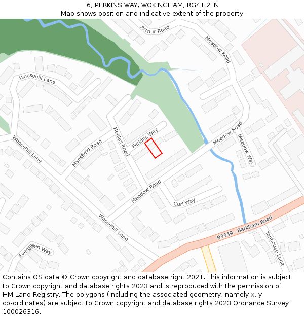 6, PERKINS WAY, WOKINGHAM, RG41 2TN: Location map and indicative extent of plot