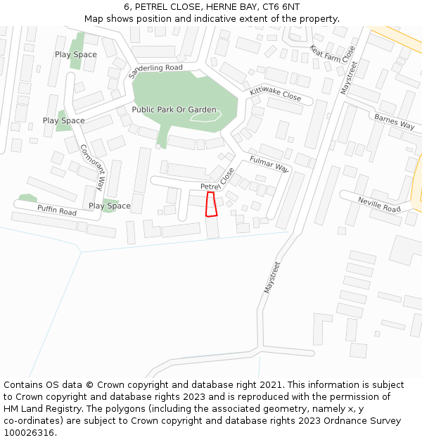 6, PETREL CLOSE, HERNE BAY, CT6 6NT: Location map and indicative extent of plot