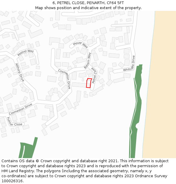 6, PETREL CLOSE, PENARTH, CF64 5FT: Location map and indicative extent of plot