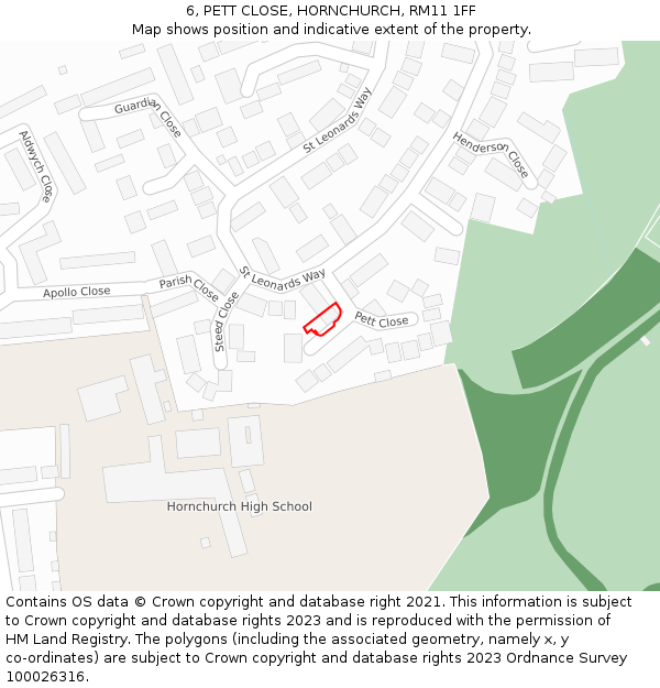 6, PETT CLOSE, HORNCHURCH, RM11 1FF: Location map and indicative extent of plot