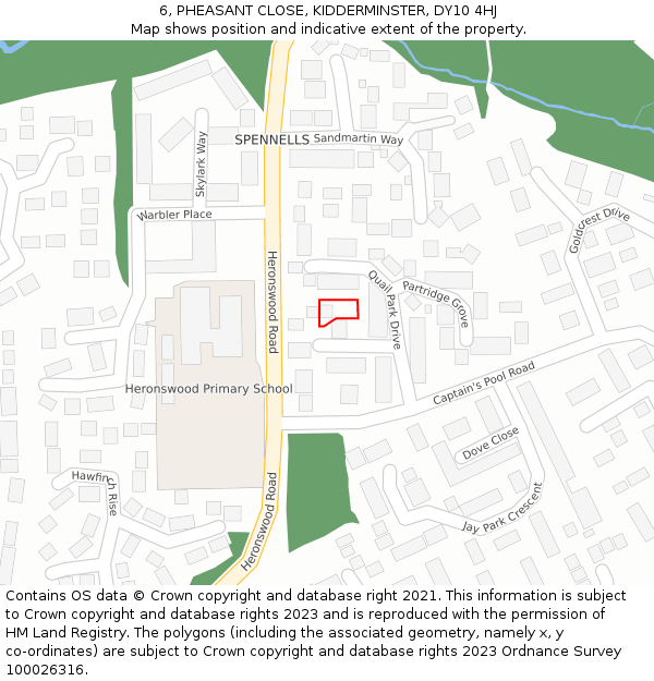 6, PHEASANT CLOSE, KIDDERMINSTER, DY10 4HJ: Location map and indicative extent of plot