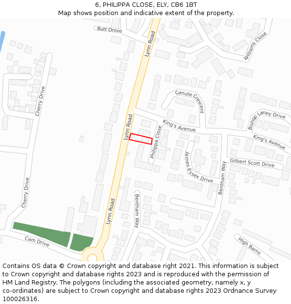 6, PHILIPPA CLOSE, ELY, CB6 1BT: Location map and indicative extent of plot