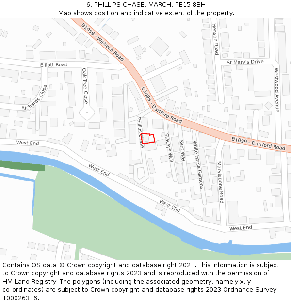 6, PHILLIPS CHASE, MARCH, PE15 8BH: Location map and indicative extent of plot