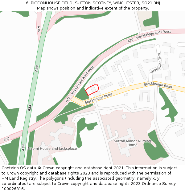 6, PIGEONHOUSE FIELD, SUTTON SCOTNEY, WINCHESTER, SO21 3NJ: Location map and indicative extent of plot