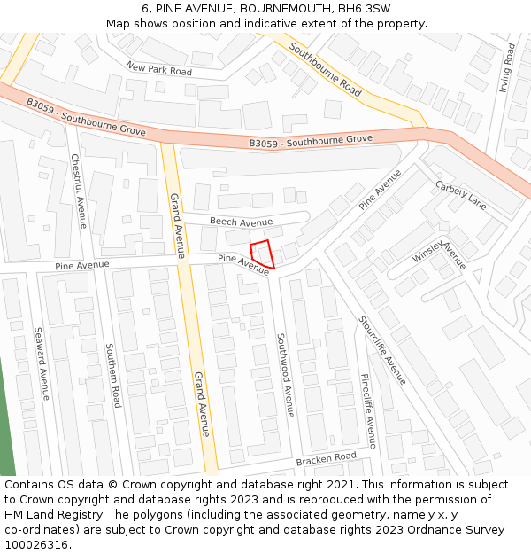 6, PINE AVENUE, BOURNEMOUTH, BH6 3SW: Location map and indicative extent of plot