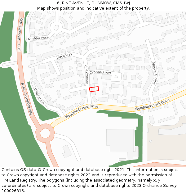 6, PINE AVENUE, DUNMOW, CM6 1WJ: Location map and indicative extent of plot