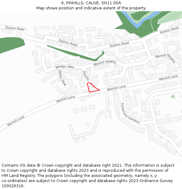 6, PINHILLS, CALNE, SN11 0SA: Location map and indicative extent of plot