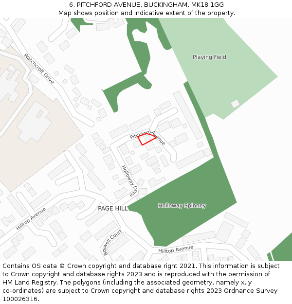 6, PITCHFORD AVENUE, BUCKINGHAM, MK18 1GG: Location map and indicative extent of plot