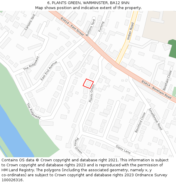 6, PLANTS GREEN, WARMINSTER, BA12 9NN: Location map and indicative extent of plot