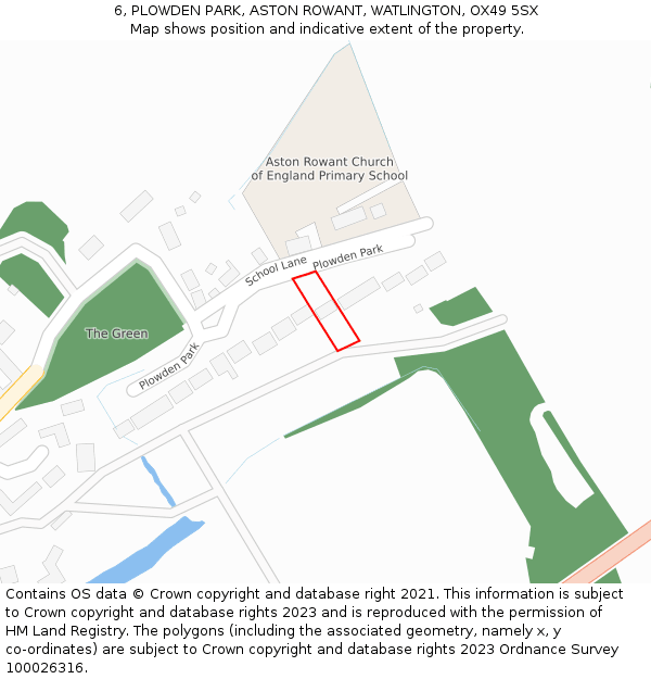 6, PLOWDEN PARK, ASTON ROWANT, WATLINGTON, OX49 5SX: Location map and indicative extent of plot