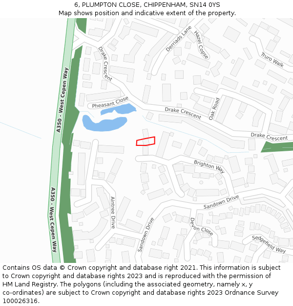 6, PLUMPTON CLOSE, CHIPPENHAM, SN14 0YS: Location map and indicative extent of plot