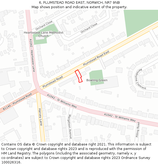 6, PLUMSTEAD ROAD EAST, NORWICH, NR7 9NB: Location map and indicative extent of plot