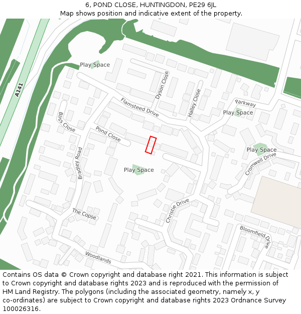 6, POND CLOSE, HUNTINGDON, PE29 6JL: Location map and indicative extent of plot