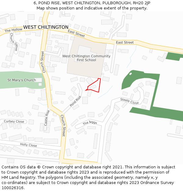 6, POND RISE, WEST CHILTINGTON, PULBOROUGH, RH20 2JP: Location map and indicative extent of plot