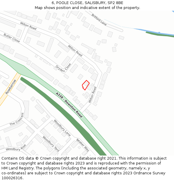 6, POOLE CLOSE, SALISBURY, SP2 8BE: Location map and indicative extent of plot