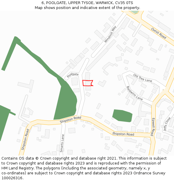 6, POOLGATE, UPPER TYSOE, WARWICK, CV35 0TS: Location map and indicative extent of plot