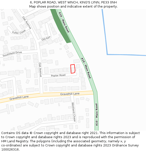 6, POPLAR ROAD, WEST WINCH, KING'S LYNN, PE33 0NH: Location map and indicative extent of plot