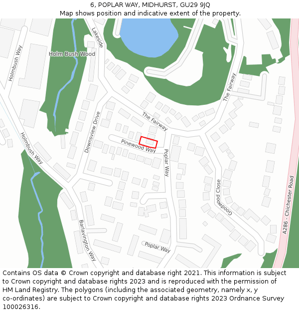 6, POPLAR WAY, MIDHURST, GU29 9JQ: Location map and indicative extent of plot