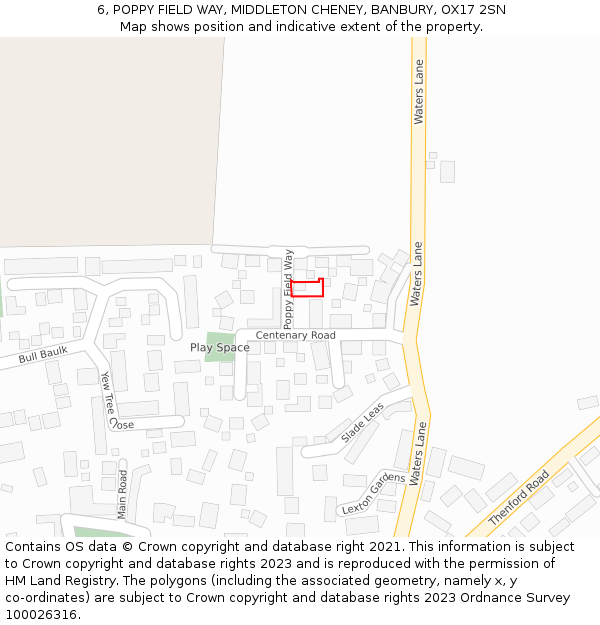 6, POPPY FIELD WAY, MIDDLETON CHENEY, BANBURY, OX17 2SN: Location map and indicative extent of plot