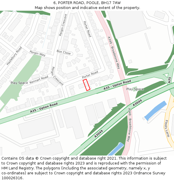 6, PORTER ROAD, POOLE, BH17 7AW: Location map and indicative extent of plot