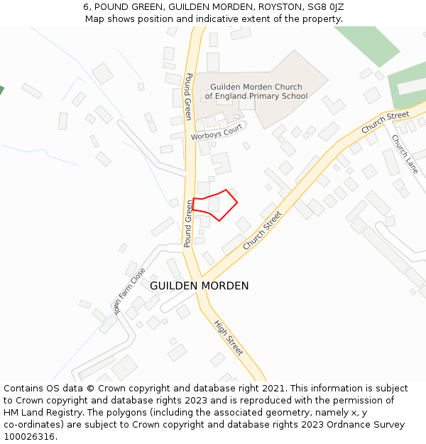 6, POUND GREEN, GUILDEN MORDEN, ROYSTON, SG8 0JZ: Location map and indicative extent of plot