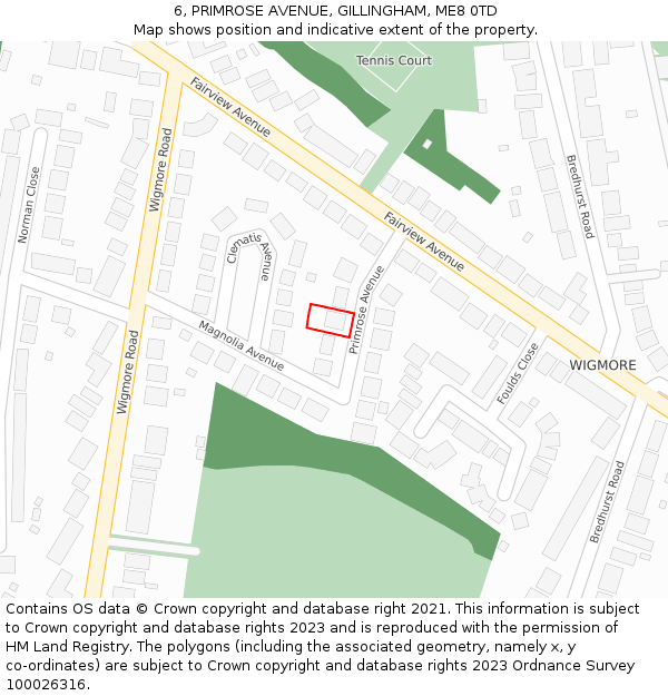 6, PRIMROSE AVENUE, GILLINGHAM, ME8 0TD: Location map and indicative extent of plot