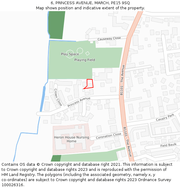 6, PRINCESS AVENUE, MARCH, PE15 9SQ: Location map and indicative extent of plot