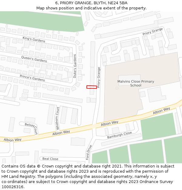 6, PRIORY GRANGE, BLYTH, NE24 5BA: Location map and indicative extent of plot