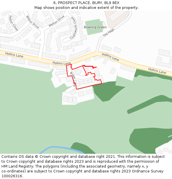 6, PROSPECT PLACE, BURY, BL9 8EX: Location map and indicative extent of plot