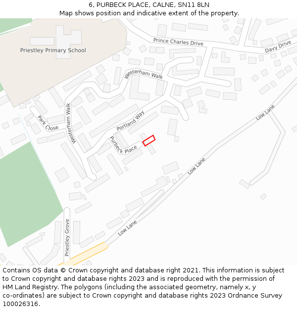 6, PURBECK PLACE, CALNE, SN11 8LN: Location map and indicative extent of plot