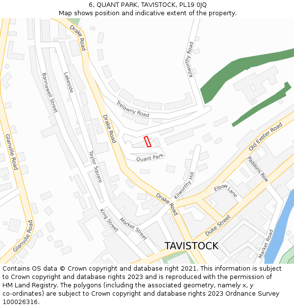 6, QUANT PARK, TAVISTOCK, PL19 0JQ: Location map and indicative extent of plot