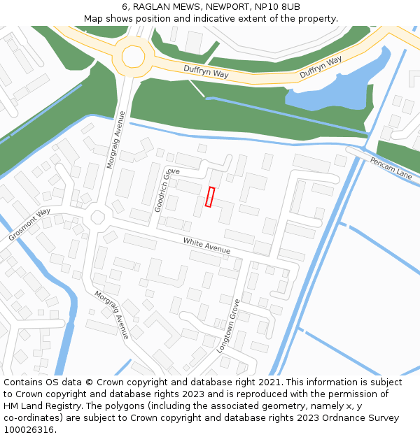 6, RAGLAN MEWS, NEWPORT, NP10 8UB: Location map and indicative extent of plot