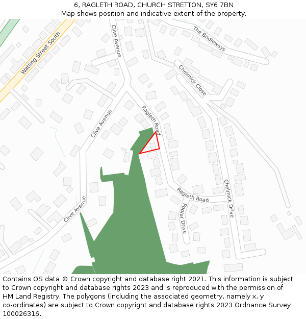 6, RAGLETH ROAD, CHURCH STRETTON, SY6 7BN: Location map and indicative extent of plot